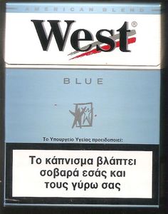 west cigarette blue Cigarette Pack: West Blue 25 (Greece(West Blue 25) Col:GR-CT-0241 🚬