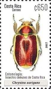 Stamp: Chrysina aurigans (Costa Rica(Entomology: Common