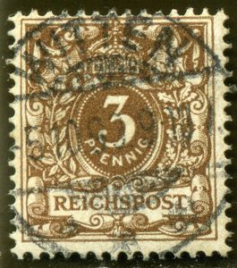 Value number under a crown in a pearls oval