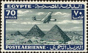 Aircraft flying over the Pyramids of Giza