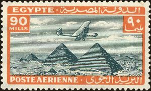 Aircraft flying over the Pyramids of Giza