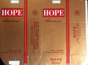 Cigarette Pack: Hope International (Hong KongCol:HK-CT-0015 🚬
