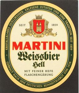 Drink Label Martini Weissbier Hell Martini Brauerei Germany Federal
