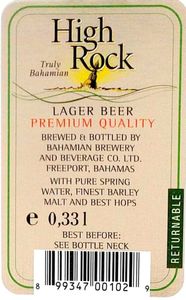Drink Label: Sands High Rock Lager (Bahamian Brewery and Beverage Co ...
