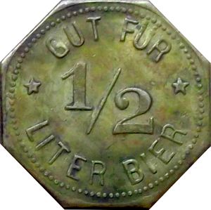 Token: Gut fur 1/2 Liter Bier (Germany, Federal Republic(Beer Tokens ...