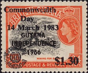 Mining for Bauxite overprinted and surcharged