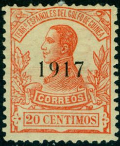Alfonso XIII, overprinted 1917