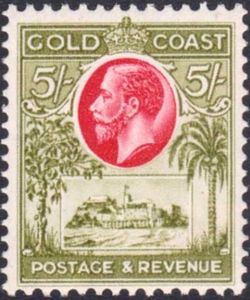 Stamp: King George V and Christiansborg Castle (Gold Coast) (King ...