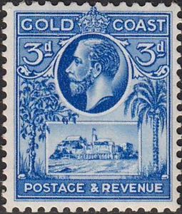 Stamp: King George V and Christiansborg Castle (Gold Coast(King George ...
