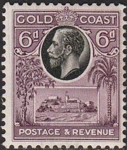Stamp: King George V and Christiansborg Castle (Gold Coast(King George ...