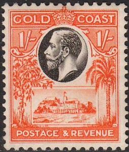Stamp: King George V and Christiansborg Castle (Gold Coast(King George ...