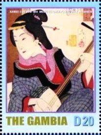 Music teacher playing on a samisen