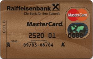 Bank Card Mastercard Gold Raiffeisen Bank Austria Col At Mc 0013