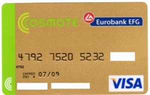 Bank Card Cosmote Eurobank Efg Visa 05 07 Efg Eurobank