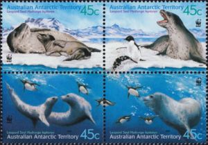 Leopard Seals (Hydrurga leptonyx) - block of 4