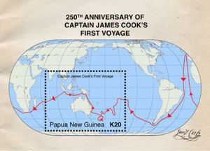 Stamp: 250th Anniversary of Capt. Cook's First Voyage (2) (Papua New ...