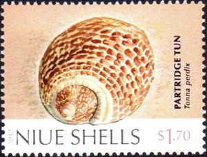 Partrige Tun Shell Stamp: Partridge Tun (Tonna perdix) (Niue(Shells) Mi:NU 1194,Sn:NU 874 ...