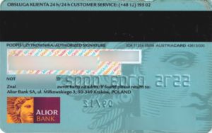 Bank Card Alior Bank Alior Bank Poland Col Pl Mc 0301