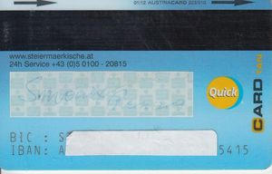 Bank Card Steiermarkische Sparkasse 1 Steiermarkische Austria