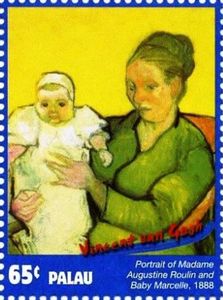 Stamp: Portrait of Madame Roulin and baby Marcelle, 1888 (Palau ...