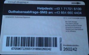 Bank Card Geschenk Karte Paylife Bank Gmbh Austria Col At Ms 0037