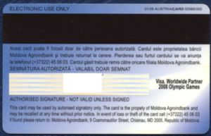 Bank Card Sport Agroindbank Moldova Col Md Ve 0039