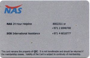 QIC - Qatar Insurance Card. NAS