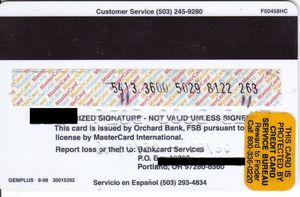 Bank Card Options Orchard Bank United States Of America Col Us