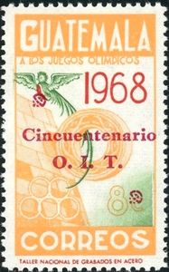 Olympic Games Mexico overprinted red