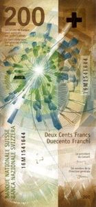 Banknote: 200 Franken/Francs/Franchi (Switzerland(2015-2024 Issue) Wor ...