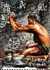 Stamp: Man Carving a Rock Symbol (Pitcairn Islands(Early Civilisation ...