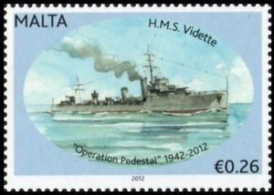Briefmarke HMS Vidette (Malta(70th Anniv. of Operation Pedestal (WWII
