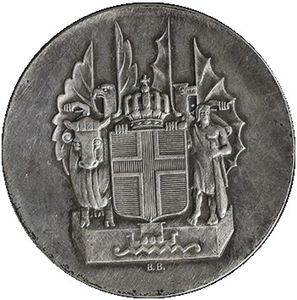 Coin: 10 Kronur (1000 Years Althing) (Iceland(1930 - Medalic issues) WCC:m3