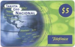 Phonecard: America map, thin plastic Alcard (Telefónica de Argentina ...