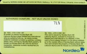 Bank Card Iki Premija Nordea Lithuania Col Lt Ms 0022 1