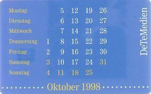 Phonecard: DeTeMedien-Kalender 1998 - Oktober (Deutsche Telekom, Germany, Federal Republic(Chip 