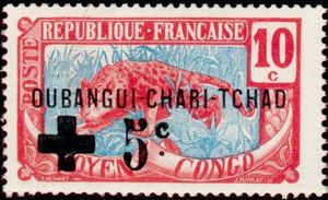 Leopard (Panthera pardus), Red Cross overprint and surcharge