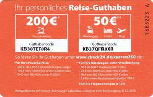 Geschenkkarte: Reise-Guthabenkarte (Check24, Deutschland) (Check24) Col:D-Check-004