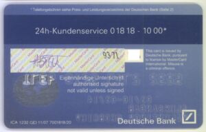 Bank Card Deutsche Bank Mountains Deutsche Bank Germany