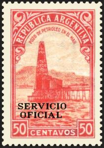 Oil well - Overprint "SERVICIO OFICIAL" (12¼ mm)