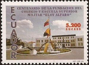 Memorial in front of school building