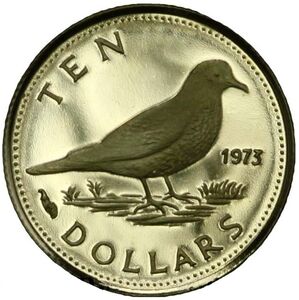 tobacco dove Coin: 10 Dollars (Independence Day. Tobacco Dove) (Bahamas(1973