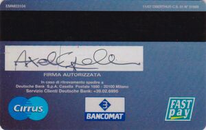 Deutsche Bank Maestro, Pago Bankomat