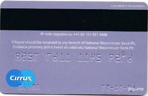Bank Card Natwest National Westminster Bank United Kingdom Of