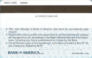 Bank Card Bank Americard Bank Of America 2 84 Bank Of America