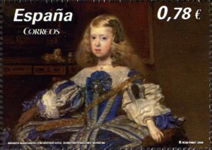 infanta margarita in a blue dress 1943 Tipped-In Print Diego Velazquez Infanta Margarita Blue Dress XAM9