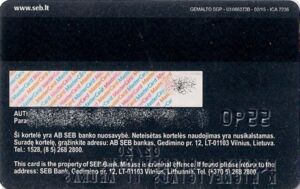 Tarjeta de Banco: SEB Bank MC Business (SEB Bank, LituaniaCol:LT-MC-0021.01