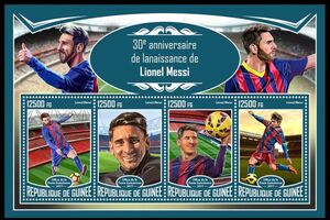 Stamp: 30th Anniversary of the Birth of Lionel Messi (Guinea(30th ...