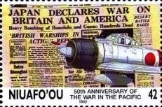 Stamp: Japanese A6M Zero Fighter (Niuafo'ou(50th Anniversary of the War ...