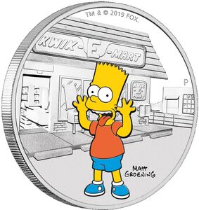 Moneda: 1 Dollar (The Simpsons - Bart Simpson) (Tuvalu(2019~Hoy - Los ...